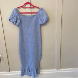 Baltic Born Light Blue Ruched Bodycon Midi Dress